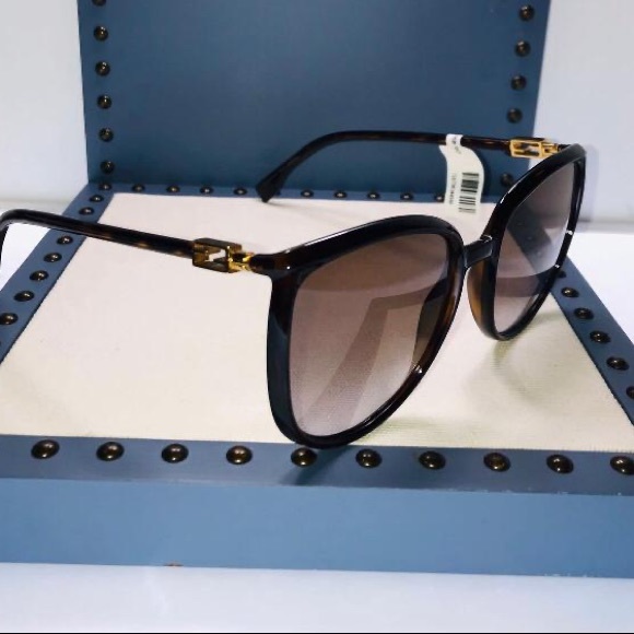 FENDI OVERSIZE SUNGLASSES FF0432GS 086QR DARK HAVANA/GOLD - Picture 5 of 13